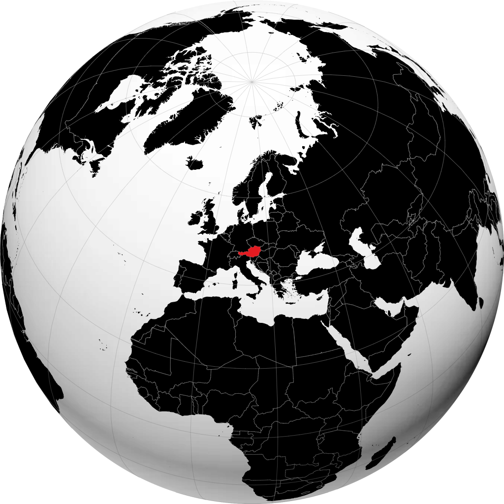 Austria di globe