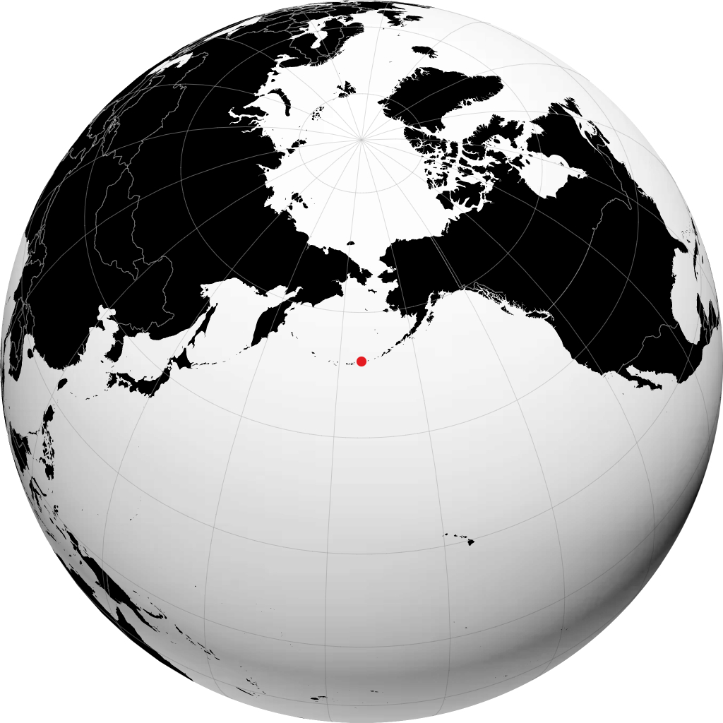 Atka Island di globe