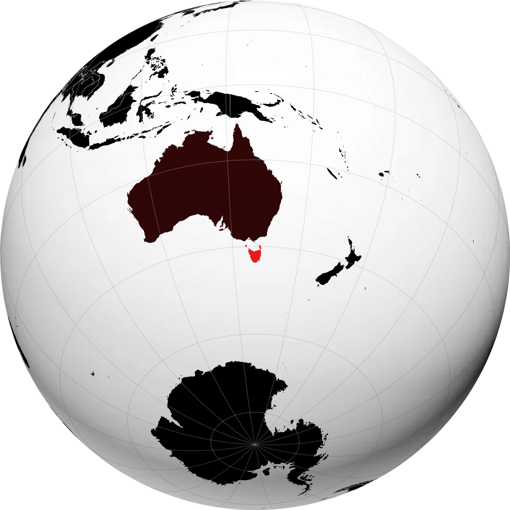 Negara Bagian Tasmania di globe