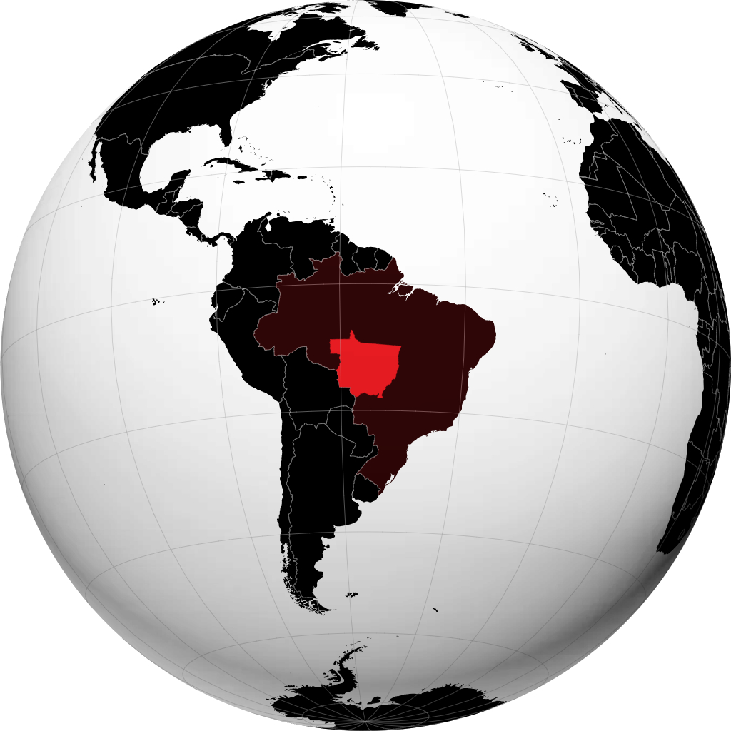 Negara Bagian Mato Grosso di globe