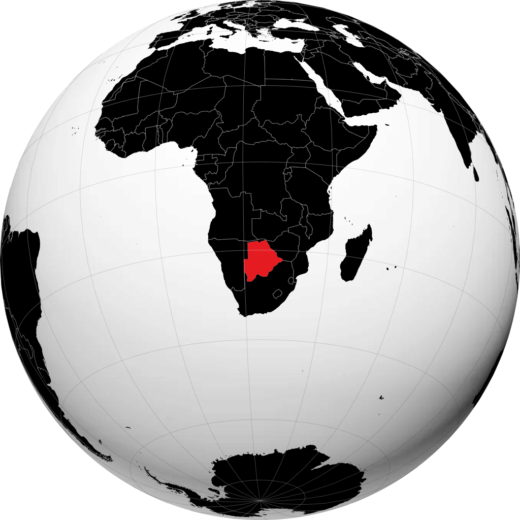 Botswana di globe