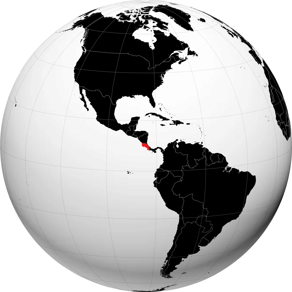 Kosta Rika di globe