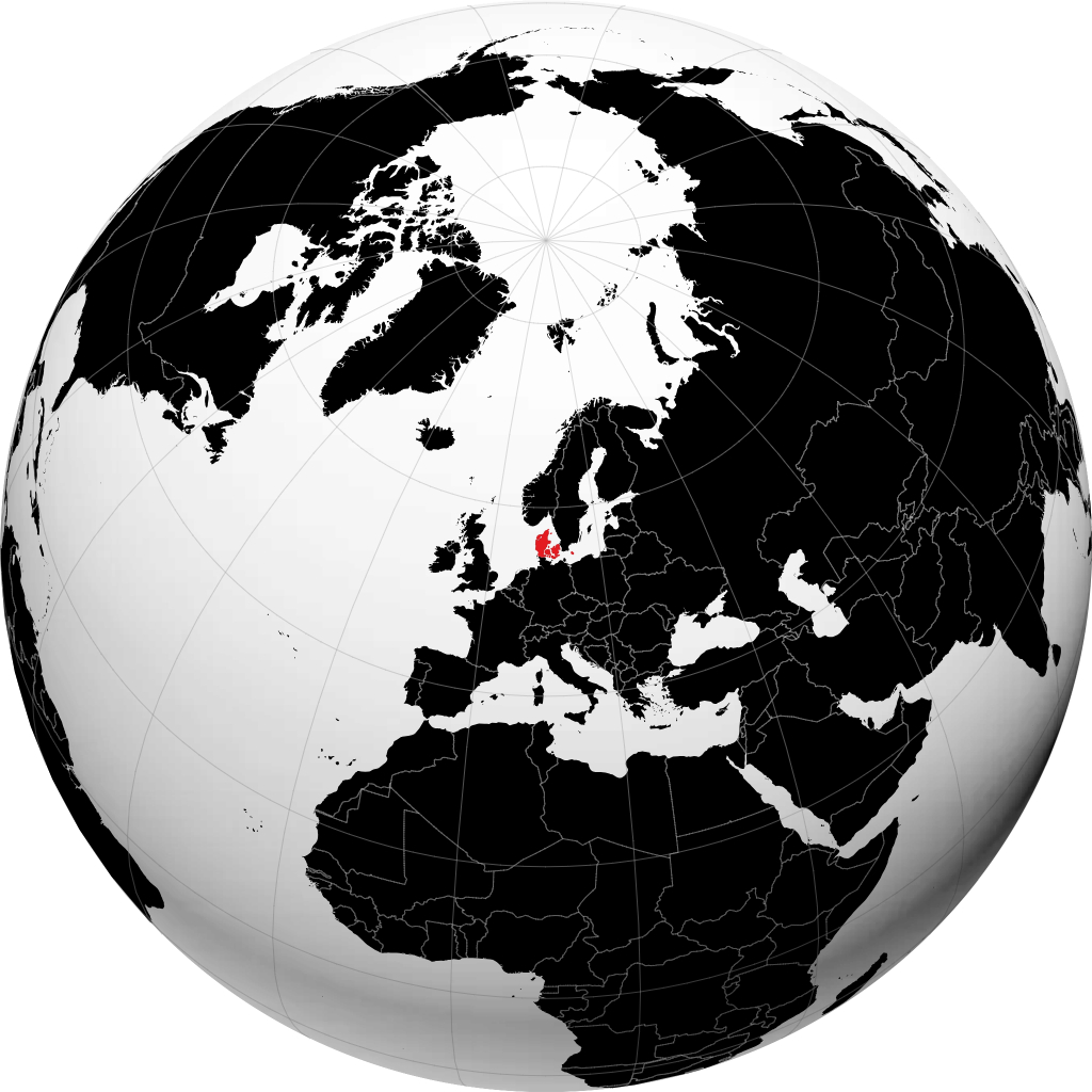 Denmark di globe