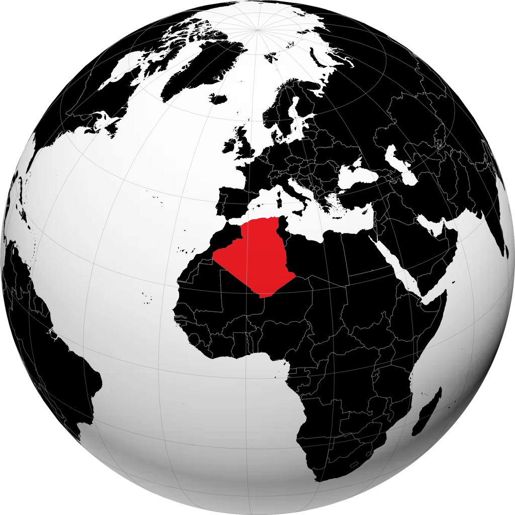 Aljazair di globe