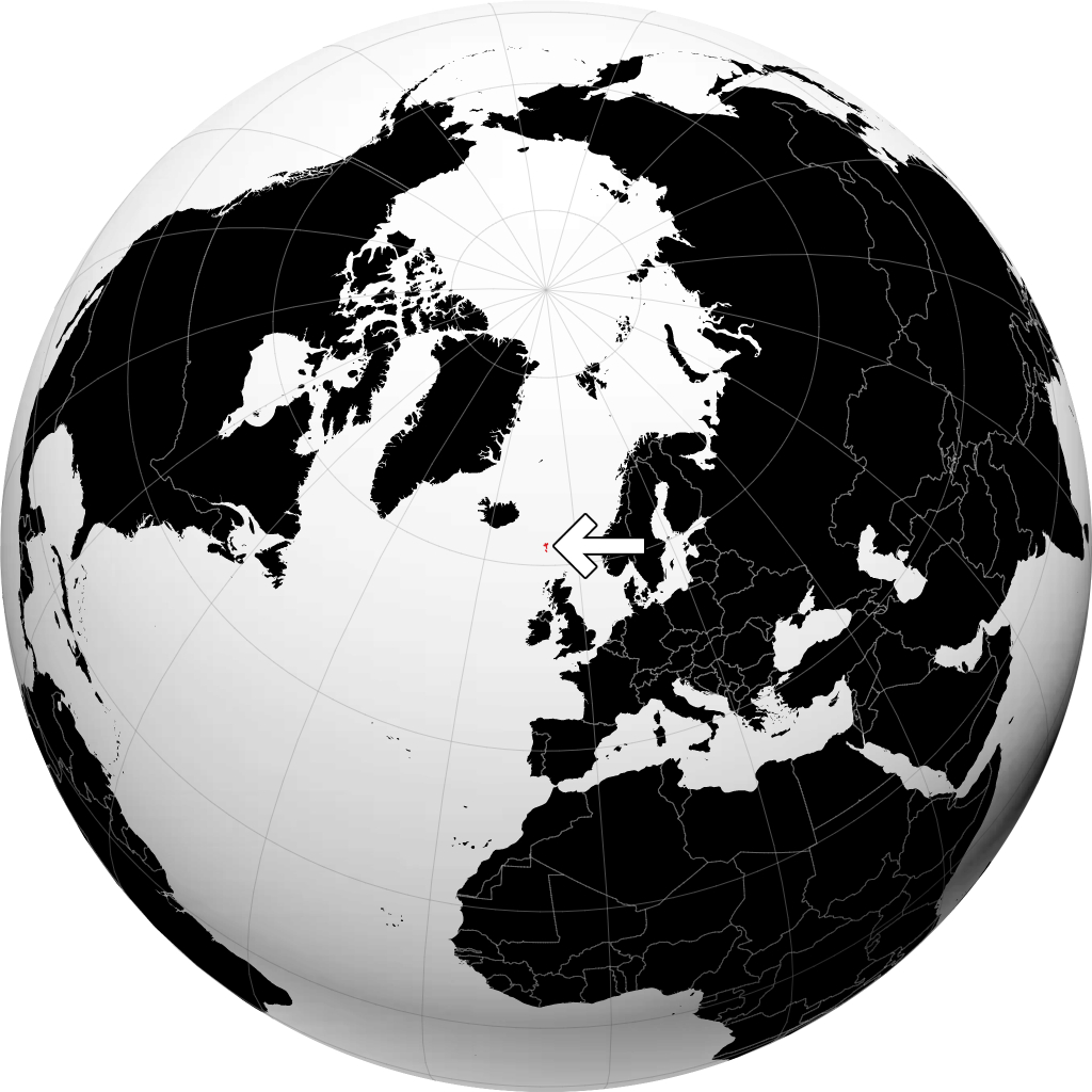 Kepulauan Faroe di globe