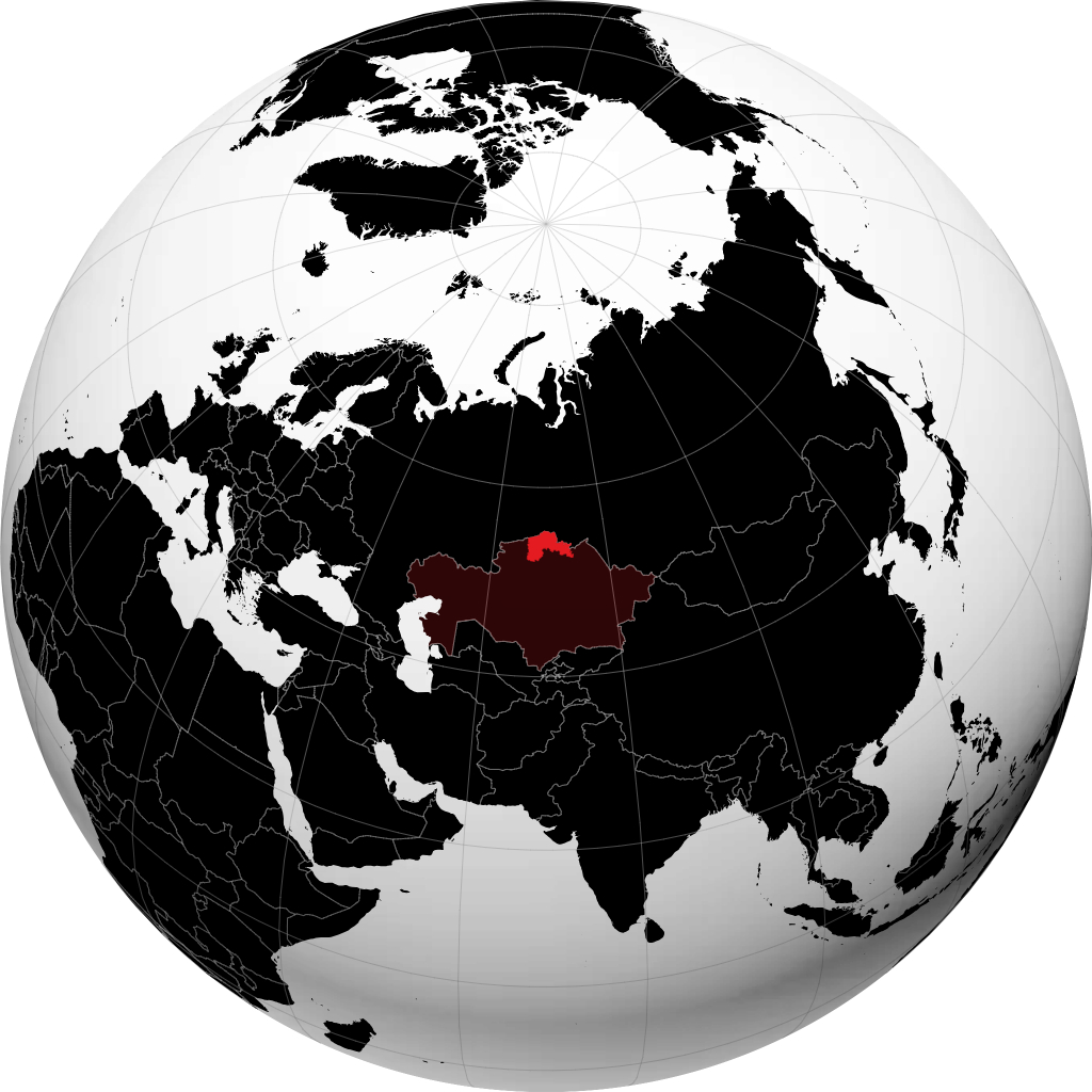 Oblast Kazakhstan Utara di globe