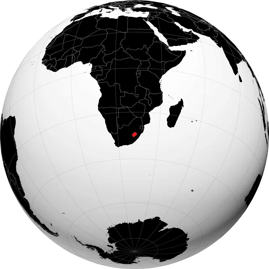 Lesotho di globe