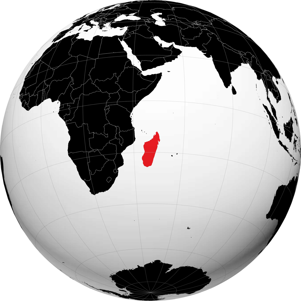Madagaskar di globe