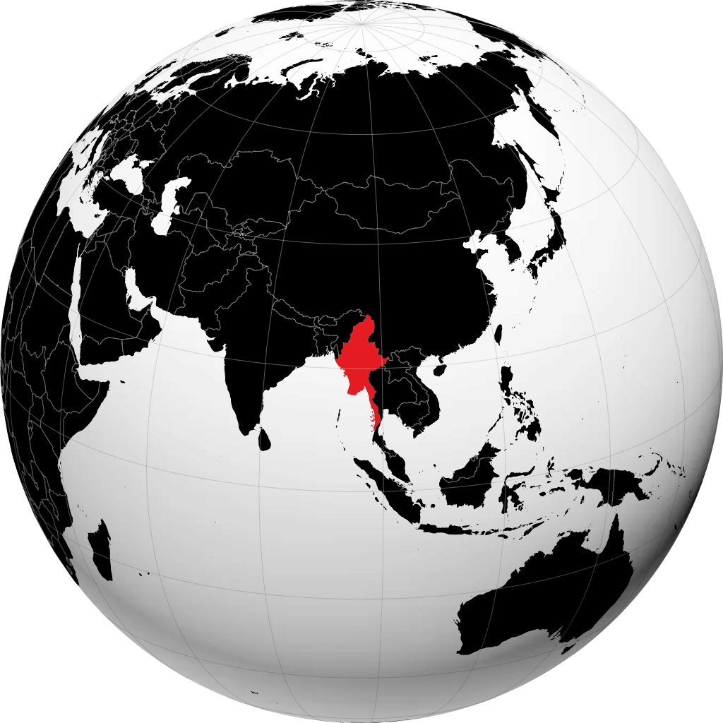 Myanmar (Burma) di globe