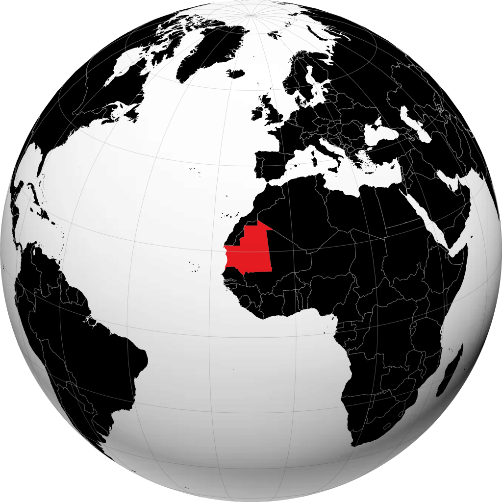 Mauritania di globe