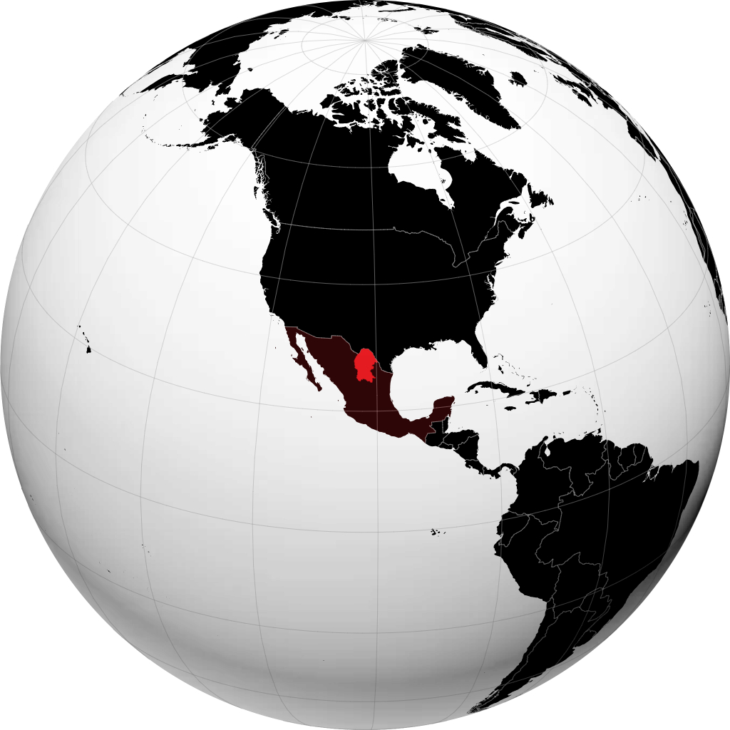 Negara Bagian Coahuila de Zaragoza di globe