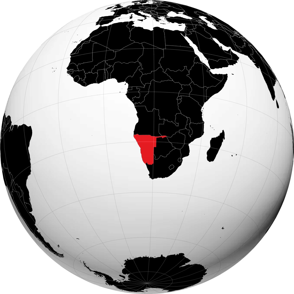 Namibia di globe