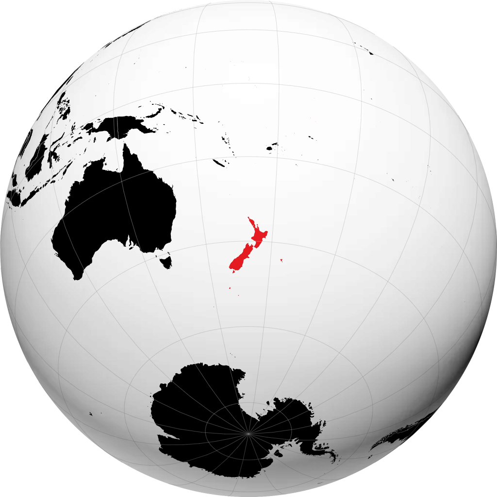 Selandia Baru di globe