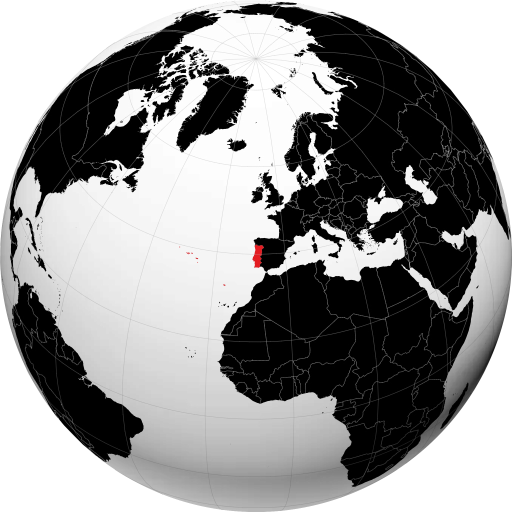 Portugal di globe