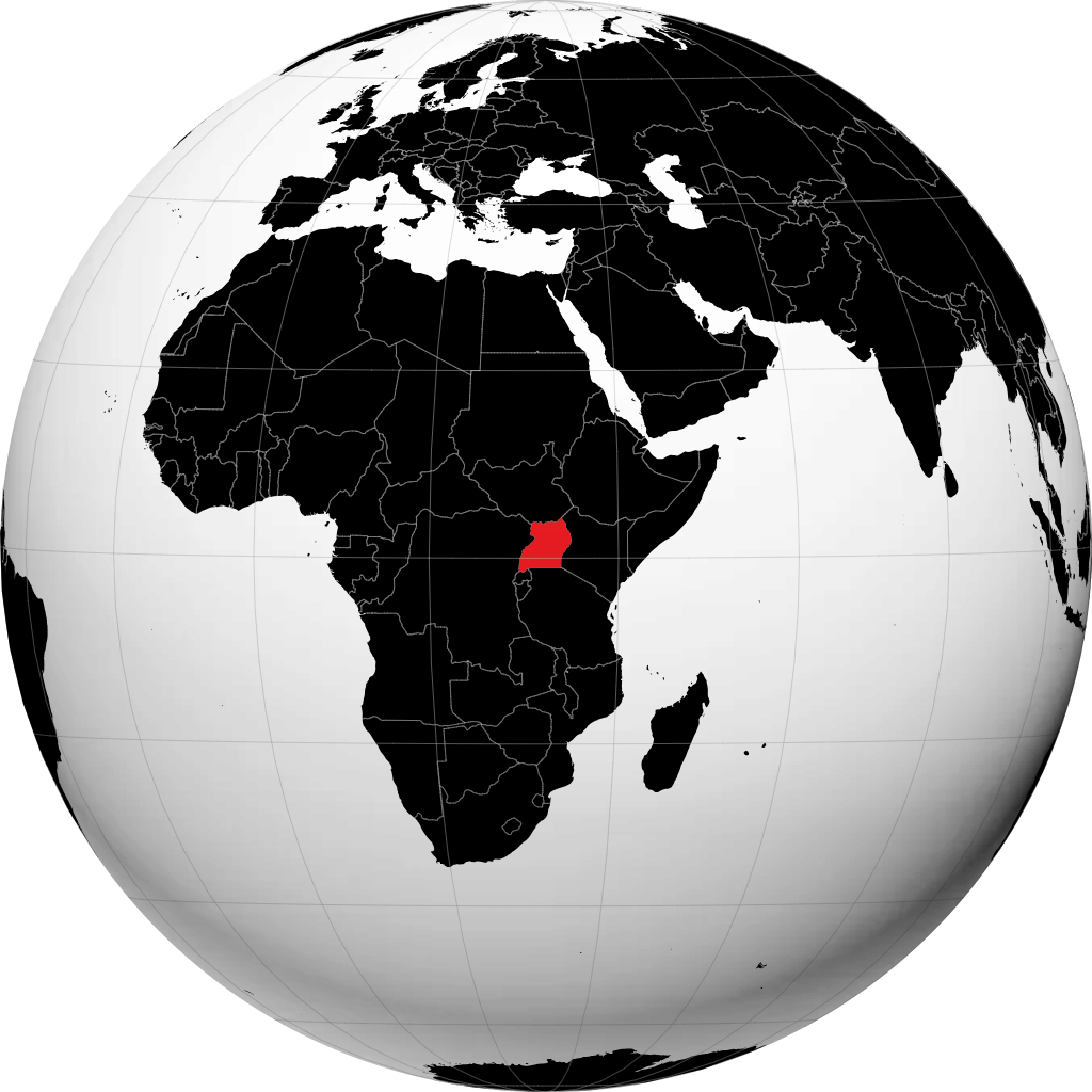 Uganda di globe