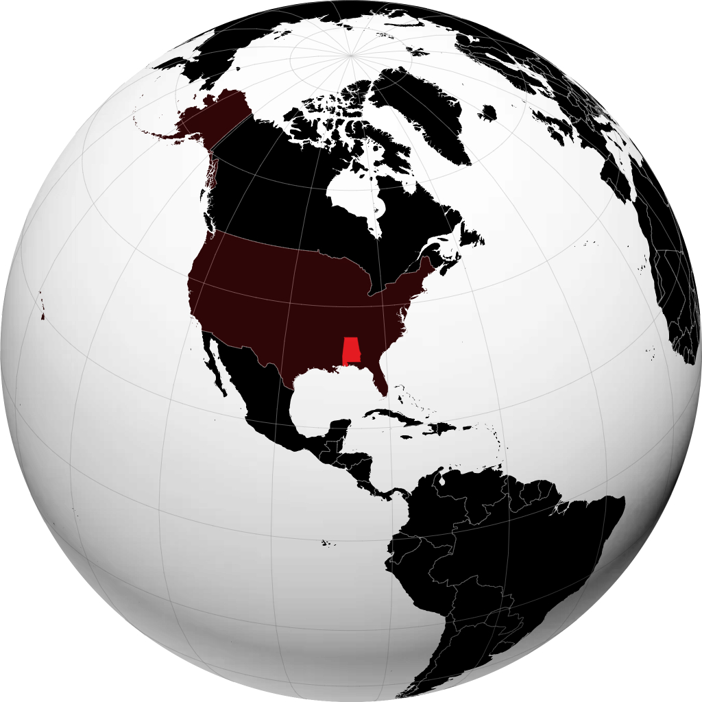 Negara Bagian Alabama di globe