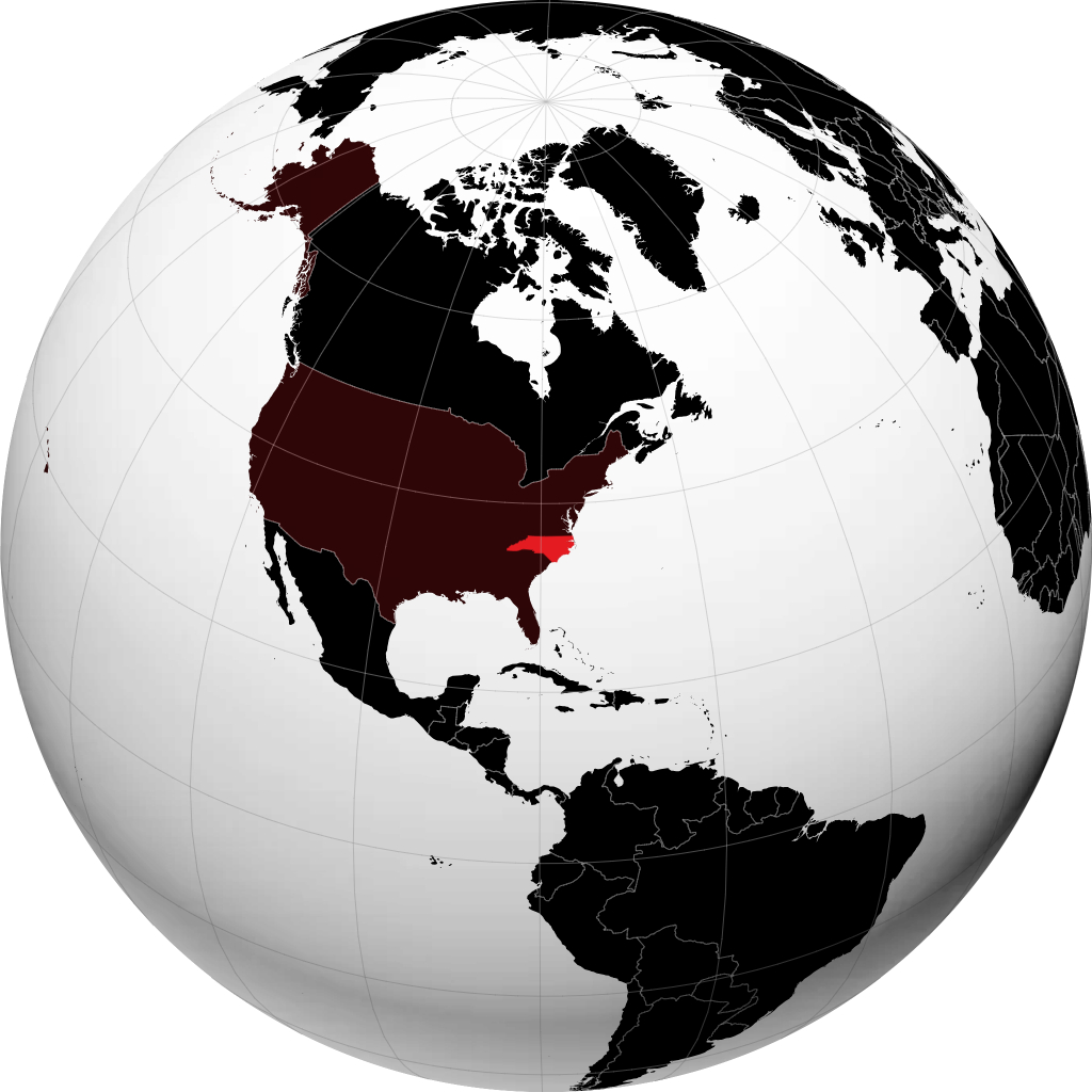 Carolina Utara di globe