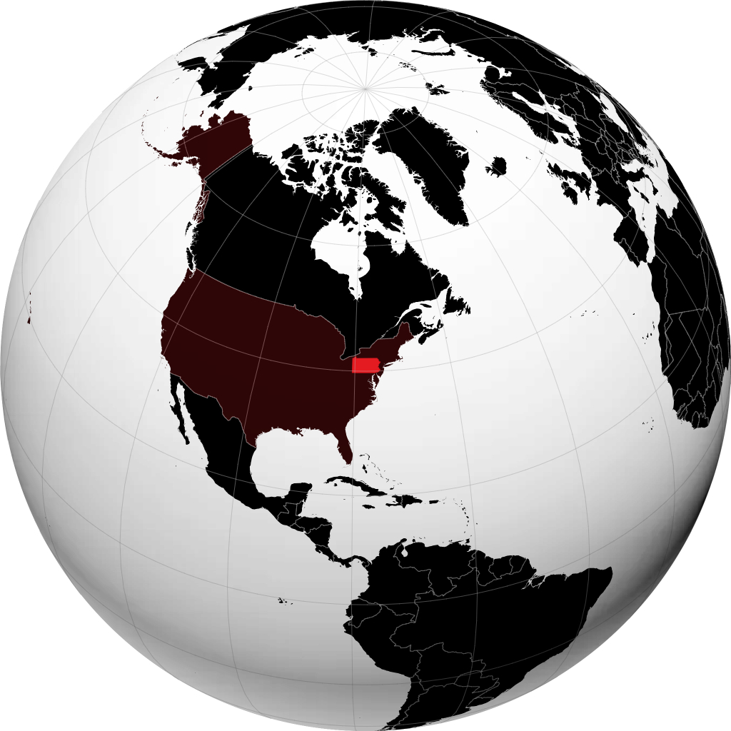 Pennsylvania di globe