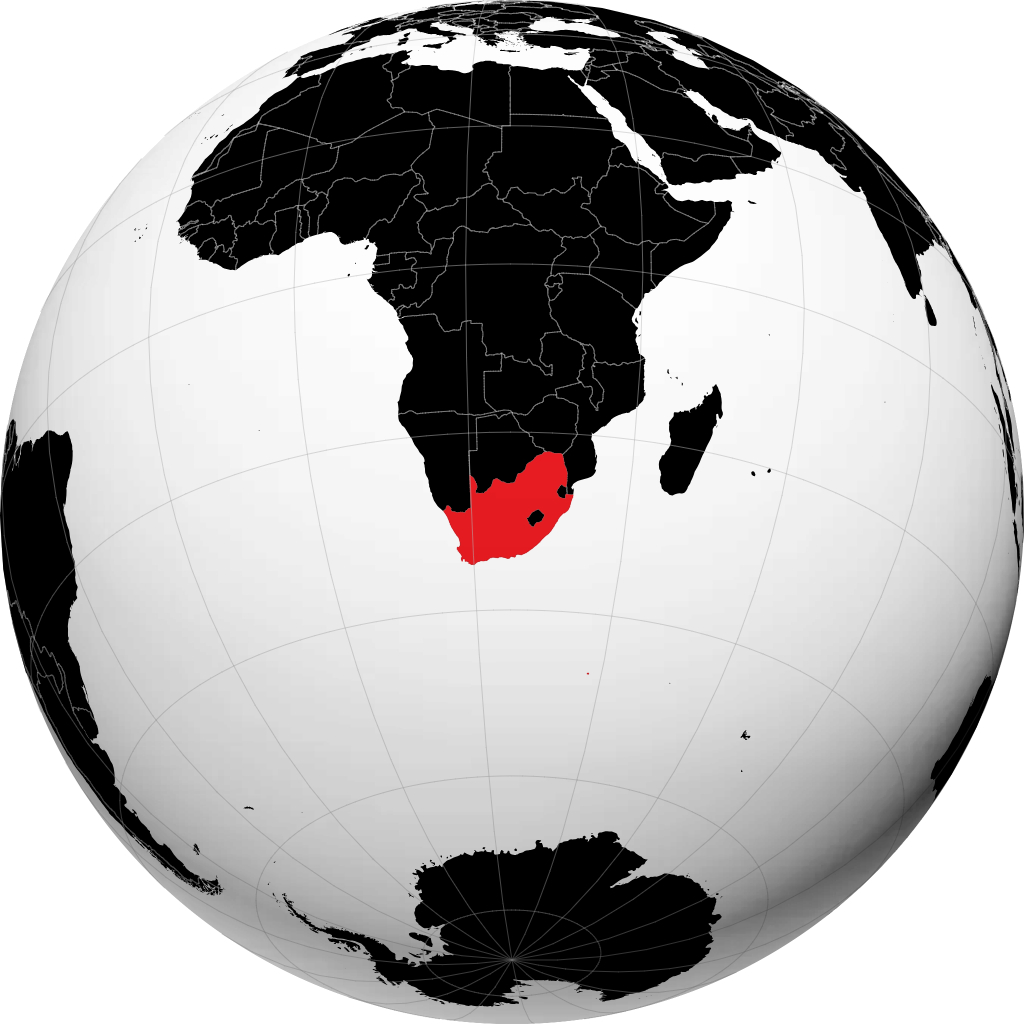 Afrika Selatan di globe