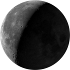 Bulan sabit tua, pencahayaan 38.5%