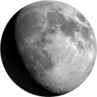 Bulan bungkuk muda, pencahayaan 86.6%